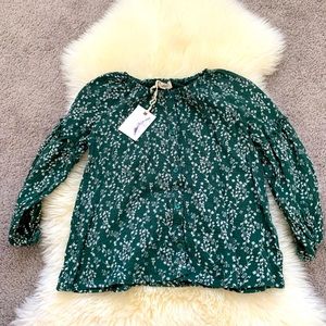 Jessica Simpson Girls Green Floral Top Size 6